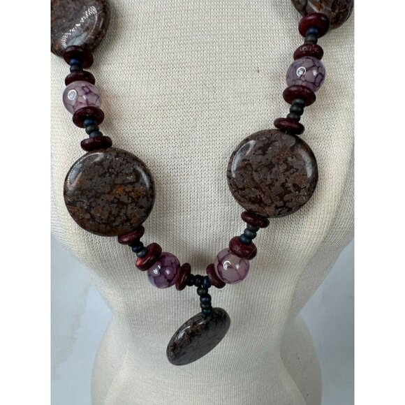 Ferruginous Quartz & Dragon Vein Agate Healing Stones Necklace 10" - Picture 16 of 16